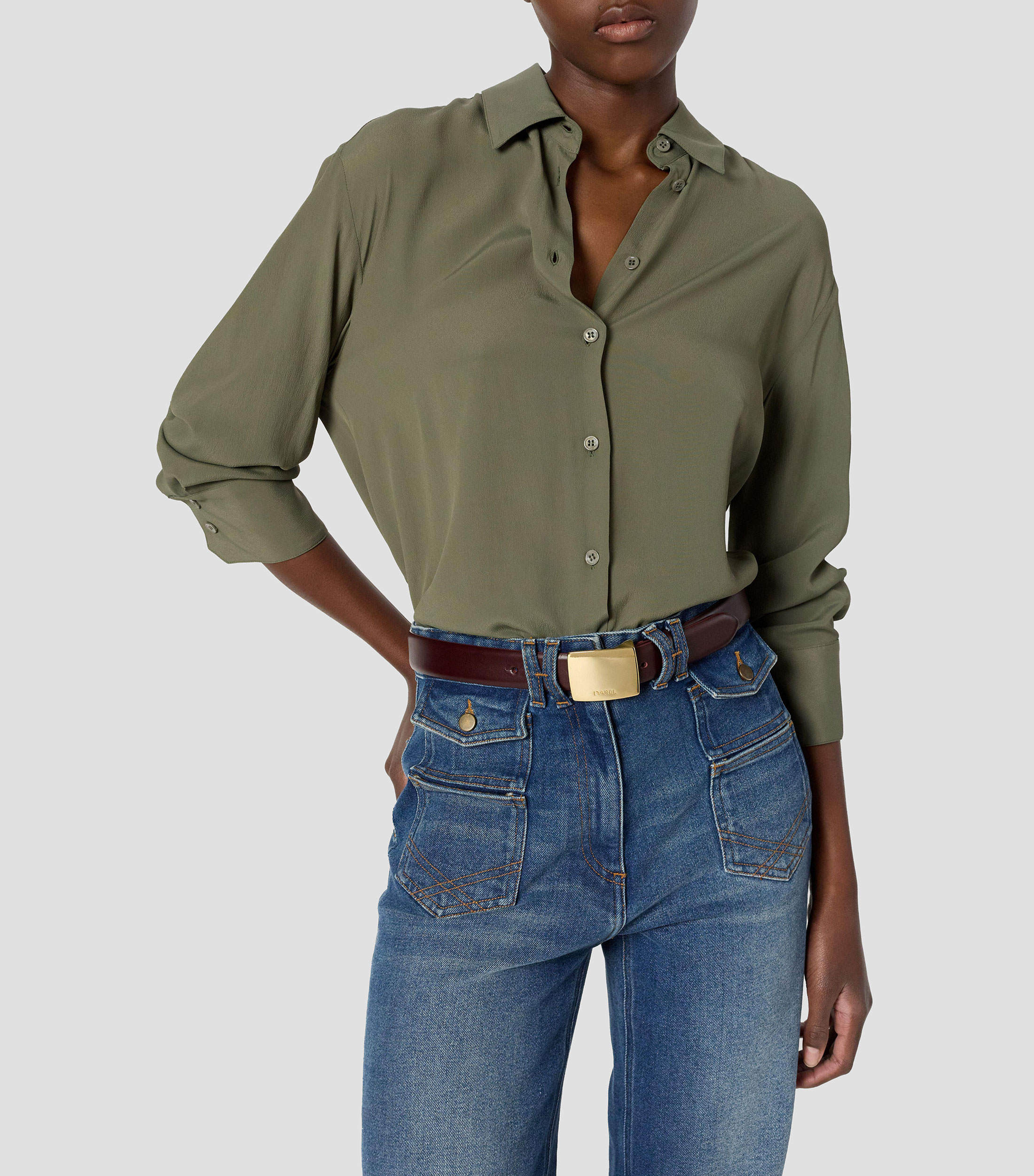 Camisa lisa manga larga Agathe Mujer